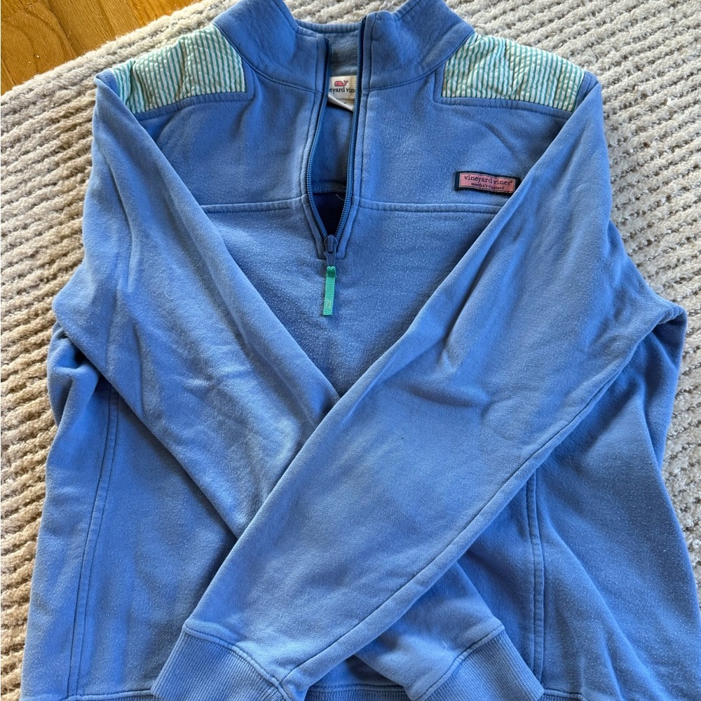 Vineyard Vines Blue Half-Zip Pullover with Green Accents